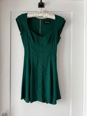 Reformation Cheri Dress Emerald Green Bustier Button Front Mini NWT Size 0